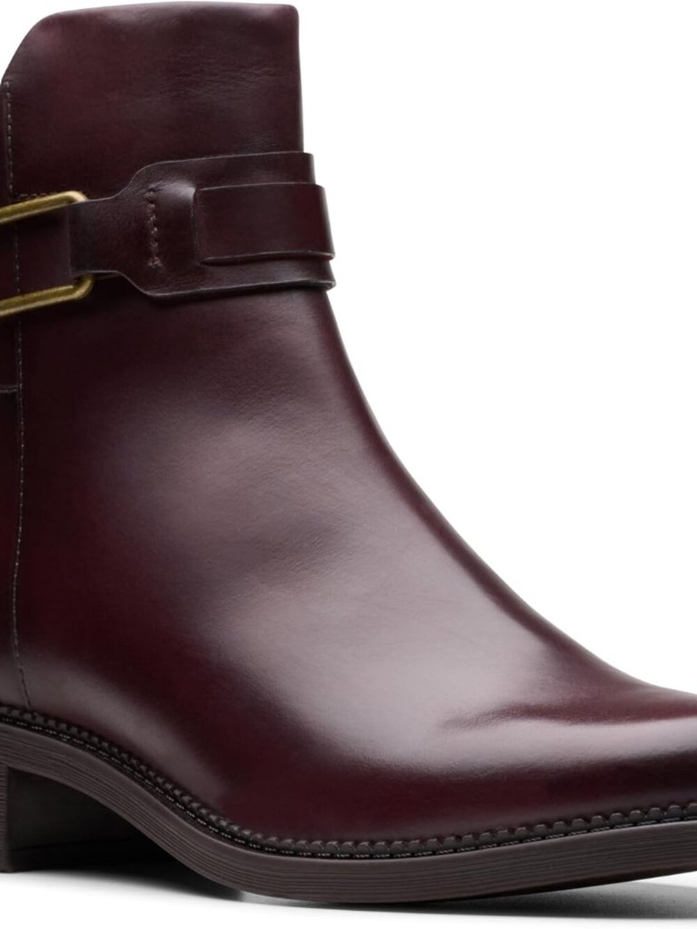 Clarks Burgundy Leather Ankle Boot Size 9.5 W - Picture 2 of 4